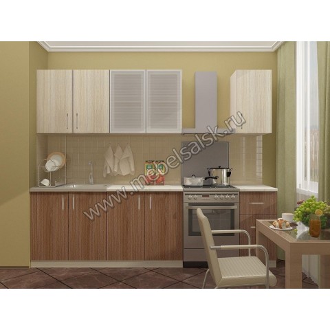 Кухня "Катя" 2,0 (шимо тёмный/ шимо светлый) Кухня "Катя" 2,0 (шимо тёмный/ шимо светлый)